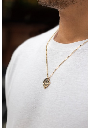 Cenova Kuyumculuk 14 Ayar Altın Taş Detaylı Ejderha Figürlü Erkek Kolye