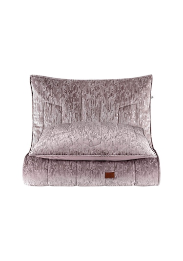 Gerardo Jakar Kadife Çift Kişilik Yatak Örtüsü Takımı Pudra Bej