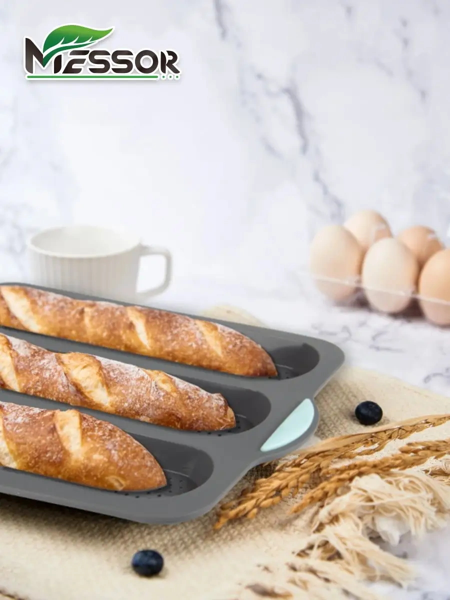 Messor Silikon Fırın Kalıbı Baguette Pişirme Ve Ekmek Hamuru Kalıbı 139008616 Gri