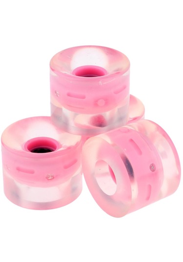 Homyl 4 Adet 60mm Işıklı Kaykay Longboard Tekerlekleri Pembe Pembe Çok Renkli