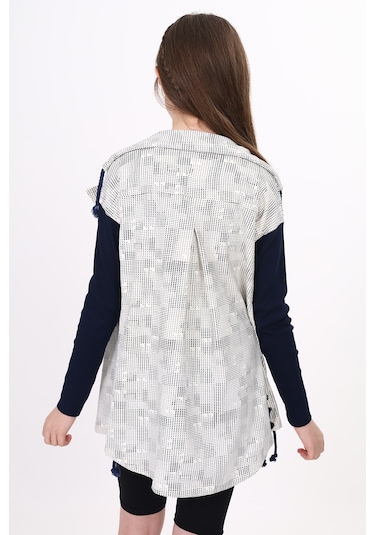 Toontoy Kız Çocuk Komple Baskılı Hırka Ekru