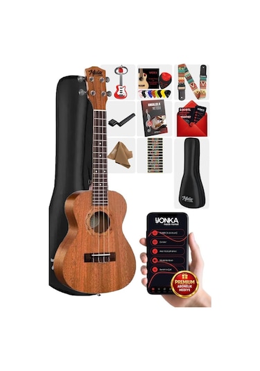 Midex TN-26M Set Maun Tenör Ukulele (Softcase Capo Metod Nota Sticker Askı Pena)