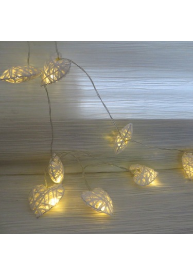 Yaleker 2.5m 10 Adet Kalp Şekilli Rattan Işık Zinciri - Doğal Malzeme, Ev Dekorasyonu, Fotoğraf Props Pil Yok Diğer