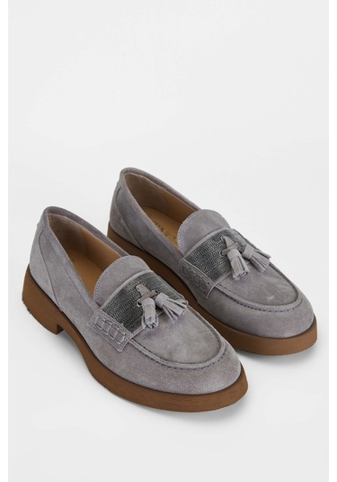 Tamer Tanca Kadın Hakiki Deri Vizon Loafer Ayakkabı 33 67700 Bn Ayk Sk23/24 Vızon Suet Vizon