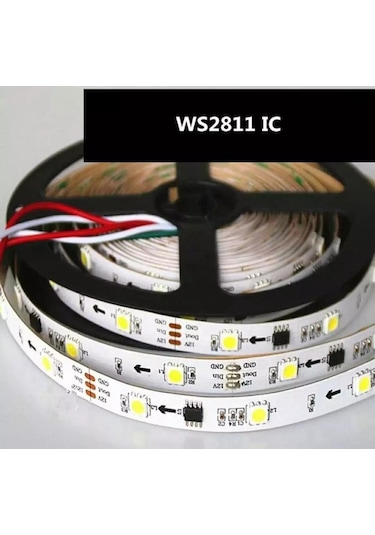 Amber Sarı Pixel Şerit Led Ws2811 12 Volt Ip20 5m
