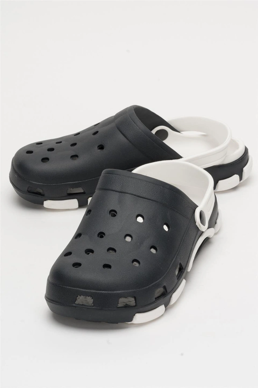 Unisex Çift Tabanlı Ortopedik Hemşire Doktor Aşçı Laboratuvar Deniz Havuz Terliği Sandalet Siyah - Beyaz Siyah - Beyaz