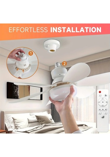 Dashanshop Xbate Akıllı Tavan Fanı 52.07 Cm Uzaktan Kumandalı 3 Hızlı 3 Renk Led Aydınlatma E26 E27 Vida Tabanı Yatak Mutfak Banyo Garaj İçin