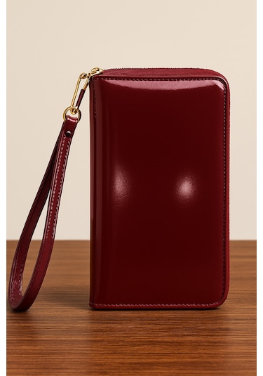 Hmo Store Glossy Bordo Premium Kadın Cüzdanı Bordo