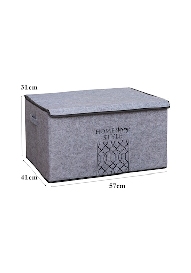 Keçe Kapaklı Çok Amaçlı Mega Plus Kutu Gri 57x41x31 Cm