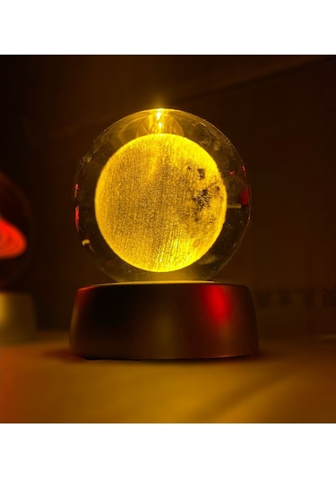 Dekoratif  Rengarenk Işıklı Dolunay Cam Küre Çok Renkli