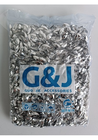 Akrilik Baklava Model Takı Boncuk Nikel Renk 15x7mm 2000 Adet