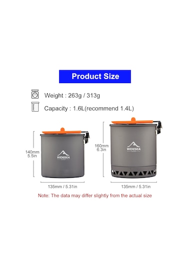 Ranyeek Taşra Kamp Tenceresı - Isı Toplayıcı Alüminyum Folding Kastrı - Hiking Piknik Outdoor Çadır Malzemesi Gri