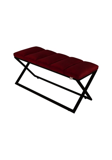 Varcera Black- Bordo Dilimli Model Puf & Bench & Koltuk & Oturma Bankı & Yatak Odası Önü
