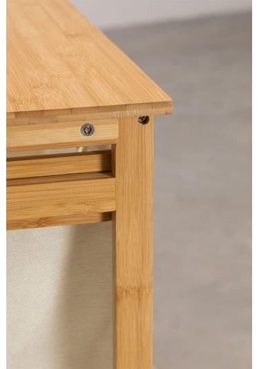 Digithome Bambu 3 Raflı 1 Bölmeli Kirli Sepetli Banyo Düzenleyici Çamaşır Sepeti Organizer Db-0008 Ahşap