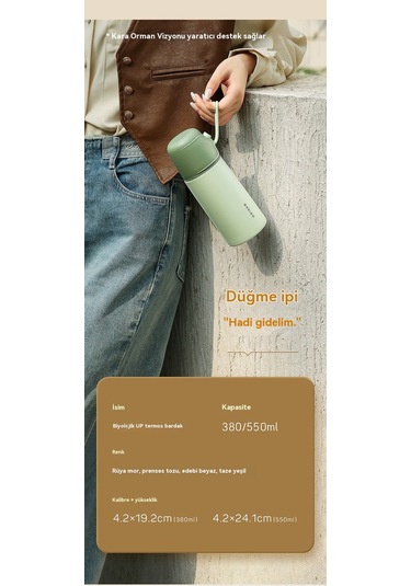 Aurora Büyükkapasiteli Paslanmazçelik Termos Fincan Mavi Gök Mavisi