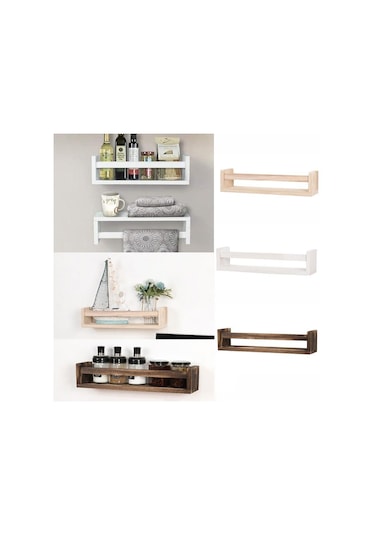 Kahverengi Ahşap Baharat Kavanoz Rafı Duvara Monte Şamandıra Rafları Kitap Kutusu Ekran Mutfak Depolama Rafı