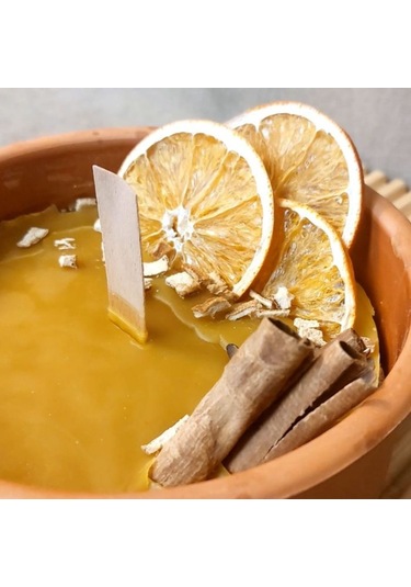 Uretti - Ayşe 7362 2105 El Yapımı Toprak Kasede Bal Mumu Turuncu