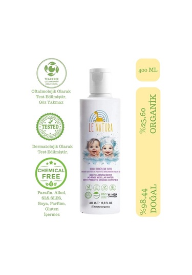 Le Natura Organik Vegan Prebiyotikli Glutensiz Bebek Temizleme Suyu