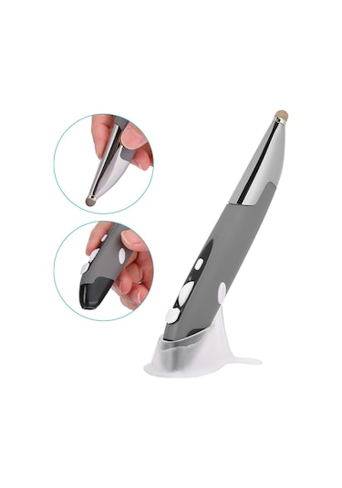 Ximistore9 Pr-06 Gümüş Gri Kalem Şeklinde Kablosuz Mouse + Kapasitif Kalem, 2.4g, 3 Adım Dpı, Ergonomik Tasarım, Usb Alıcı, Bilgisayar/tablet/ Akıllı Telefon Uyumlu Pil Dahil Değil