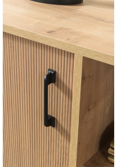 4110 Şile Metal Ayaklı Metal Kulplu 100 Cm Konsol - Tv Ünitesi - Yemek Odası Yunus - Safir Yunus - Safir