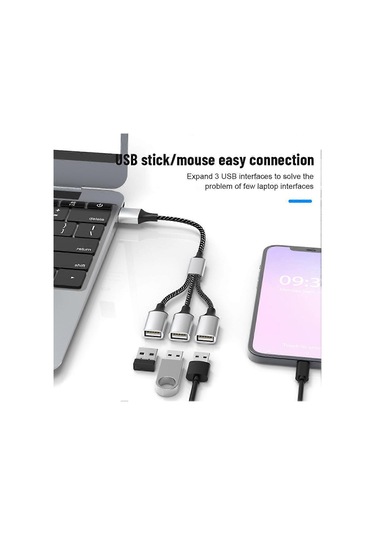 Usb'den 3 Usb 2.0 Hub Çift 4 Portlu Çoklu Ayırıcı Adaptör Otg Pc Dizüstü Bilgisayar Yüzey Aksesuarları Usb A Uzatma Güç Verisi
