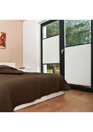 Perdema Yapışkanlı Blackout Plise Karartma Cam Balkon Perdesi - Ofis Perdesi - Mutfak Perdesi - Salon Gri V04