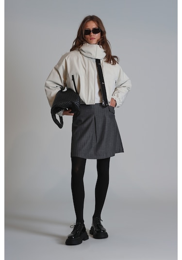 Lufian Carol Kadın Etek Gri Gri 122300002100150 Gri