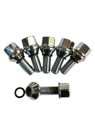 Bijon Krom Kaplı M12 X 1.5 Aa 19 Mm Diş 28 Boy 54mm 5 Adet