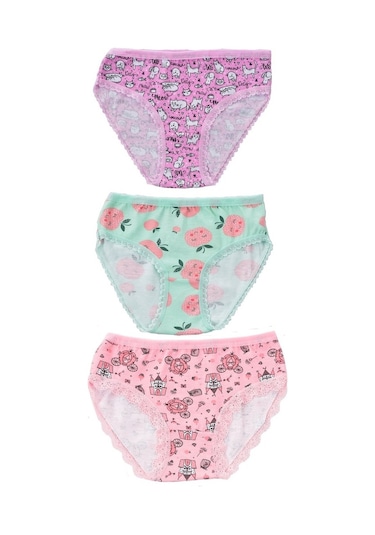 Pemilo Kız Çocuk 840 Desenli 3'Lü Slip Renkli