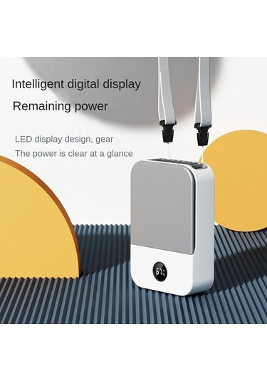 Yaz Açık Özel Boyun Asılı Fan Küçük Usb Şarj Tipi Elektrikli Akıllı Led Ekran Yüksek Kaliteli Fan Beyaz
