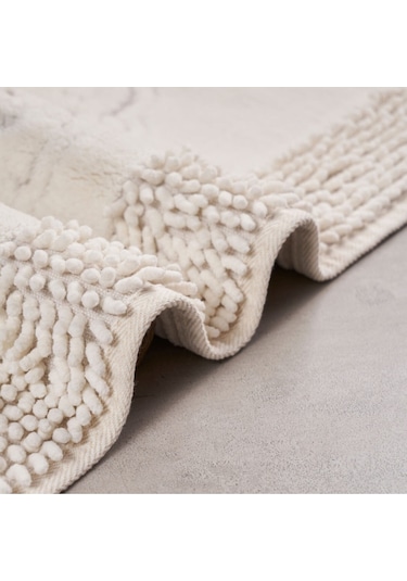 Tiffany 2'li Pamuklu Klozet Takımı, Krem Banyo Paspas Seti 60 x 100 / 50 x 60 CM Krem