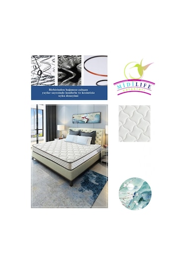 Onlıne-Yatak 130X190 Midilife Coton Ortopedik Yaylı Yatak Yaylı Yatak 130X190