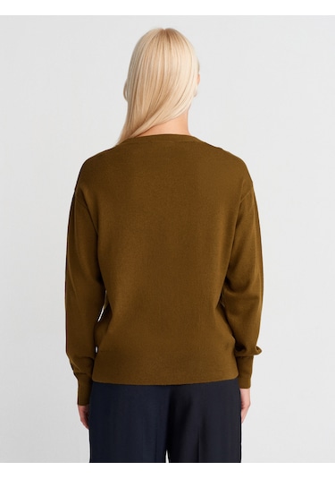 Dilvin 10633 Bisiklet Yaka Yünlü Basic Triko Kazak-yağ Yeşil Yağ Yeşil