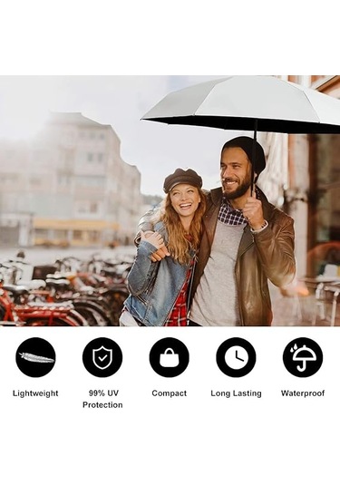 Mini Cep Şemsiyesi Katlanabilir Şemsiye Ultra Hafif Katlanabilir Kauçuk Şemsiye Güneşli Seyahat Su Geçirmez Rüzgar Geçirmez Krem Beyaz Diğer
