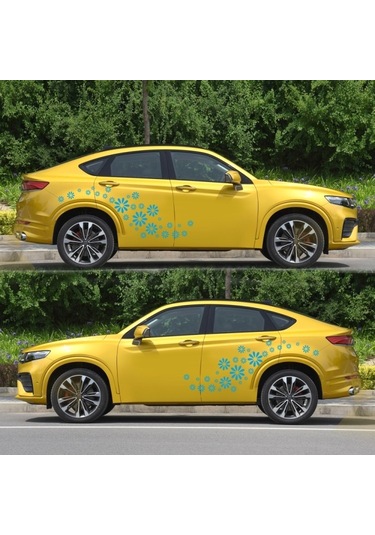 Sones 2 Adet/takım D-483 Çiçek Desenli Araba Modifiye Dekoratif Çıkartma Mavi