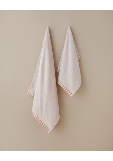English Home Stripe Edge Pamuk Banyo Havlusu 70x140 Cm Pudra Pudra
