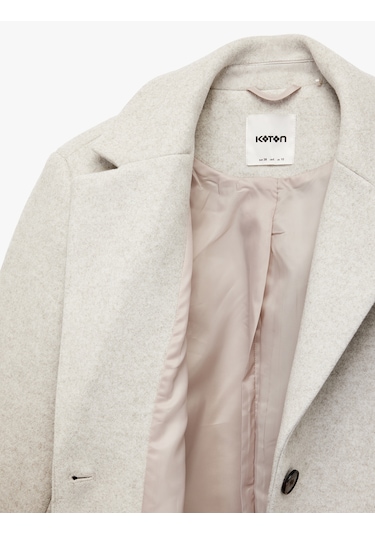 Koton Kuşak Detaylı Uzun Kollu Cepli Kaşe Kaban Vızon Melanj 6wak20193ew Vizon