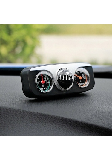 Yaozixa Oto Dekoratif Ünite: 3'ü Bir Arada Pusula + Sicaklık + Nem Ölçer, Araç İç Dekorasyonu Lc-3 İngilizce