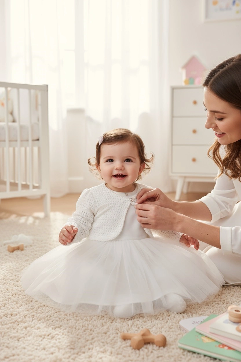Bolero Hırkalı Kız Çocuk Tüllü Elbise KREM
