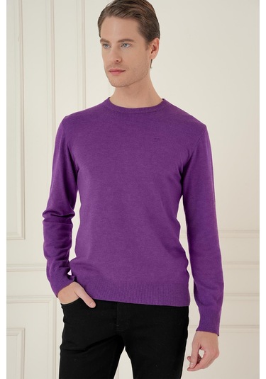 Tr 875 Slim Fit Mor Klasik Triko Mor