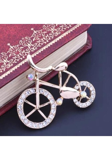 Homyl Rhinestone Broş Alaşım Dekor Bisiklet Pin Şapka Altın