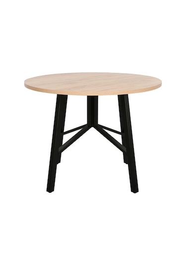 Round Yuvarlak Yemek Masası - Ceviz/siyah 110x110x76 Cm Ceviz Round Yuvarlak Yemek Masası - Ceviz/siyah 110x110x76 Cm Ceviz
