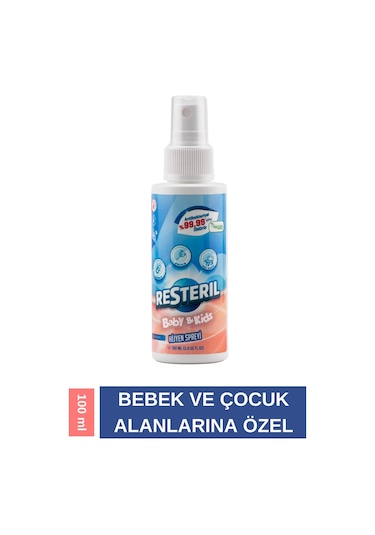 Resteril Doğal Alkolsüz Bebek Çocuk Dezenfektan Su Bazlı Hijyen Spreyi 100 ML