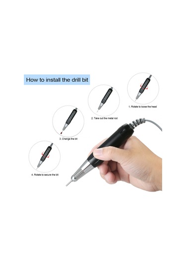 Geeroyoo 202 Elektrikli Tırnak Taşlama Makinesi Kalem Tasarımı Sessiz Ve Titreşimsiz Yedek Sap, Siyah