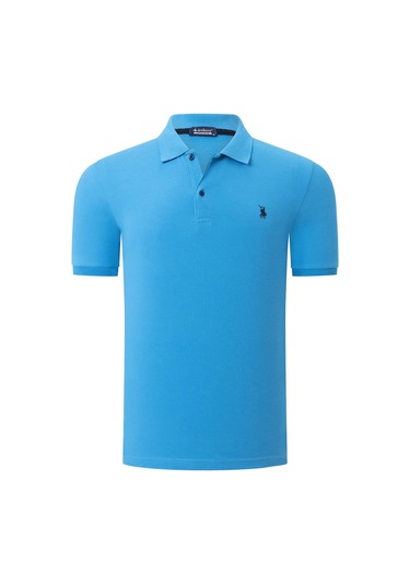 T8561 Dewberry Erkek Tshırt-düz Mavi Düz Mavi