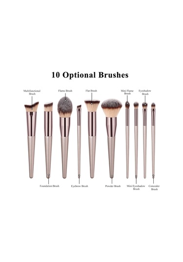 Yifomall Gujhui Profesyonel Makyal Fırçası Seti: Çok Amaçlı Fondöten, Allık, Kaş Ve Toz Fırçası Dahil 10 Parça Cilt Dostu Kozmetik Araçları