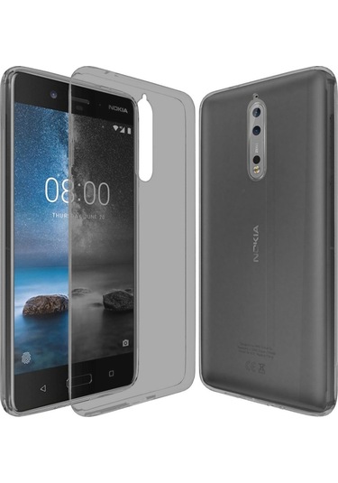 Nokia 8 Kilif Soft Silikon Seffaf-Siyah Arka Kapak 245811406