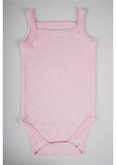 İp Askılı Jakarlı Klimalı 2li Çıtçıtlı Badi Zıbın Pembe-Beyaz