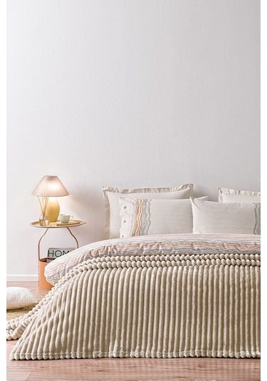 Puffy Sova Çift Kişilik Wellsoft Battaniye - Kum Beji Bej