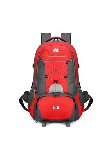 Jeehugo 60l Yüksek Yoğunluklu Nilon Dağcı Sırt Çantası - Su Geçirmez, Bölünmüş Depolama, Nefes Alıcı Arka Sistemi Ve Reflektör Çubuklarıyla Outdoor Maceralar İçin Kırmızı
